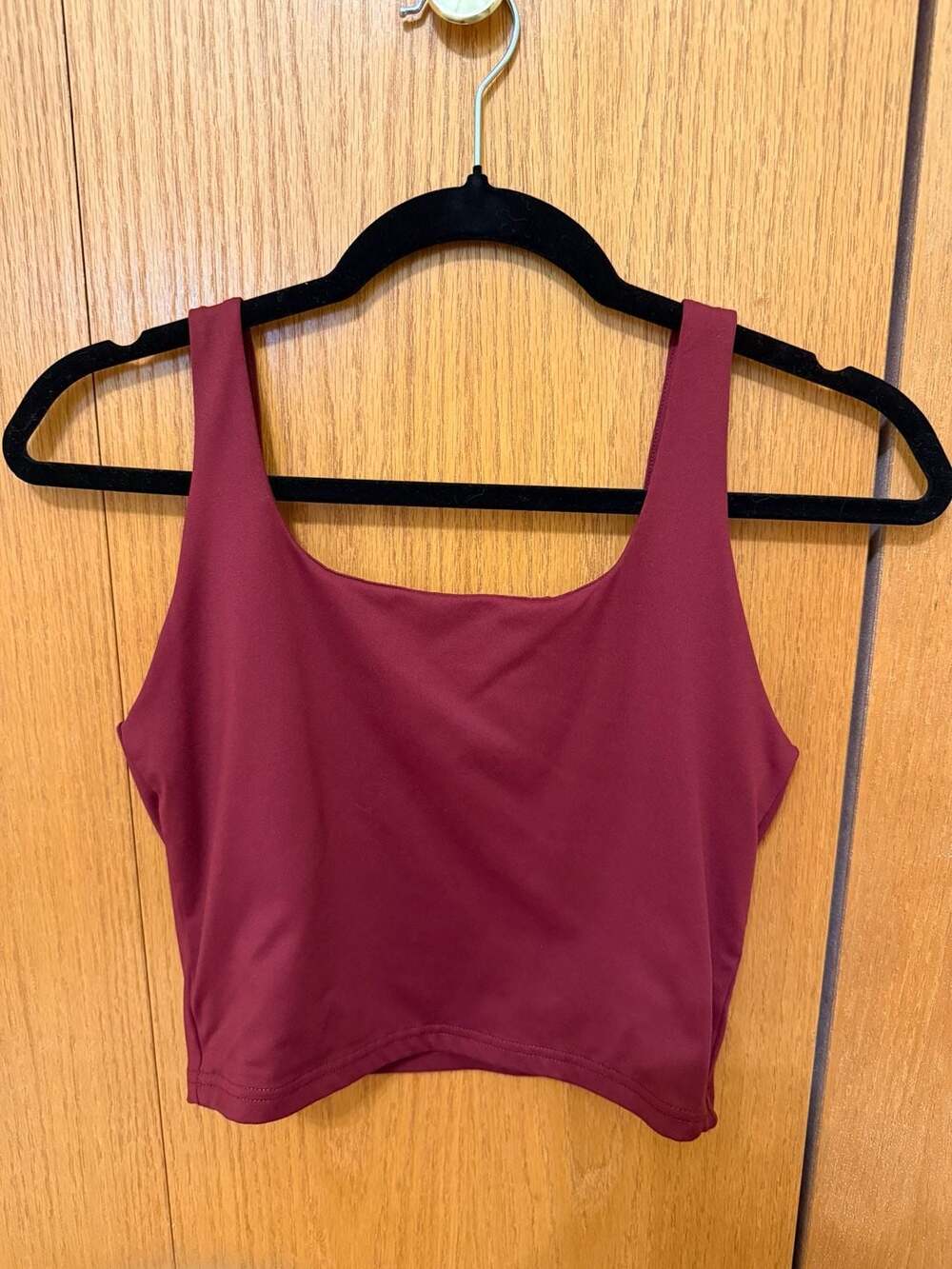 Reoria Women's Square Neck Crop Top Burgundy Size M